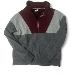 BKE Men's Zip Up Sweater in Gray and Burgundy